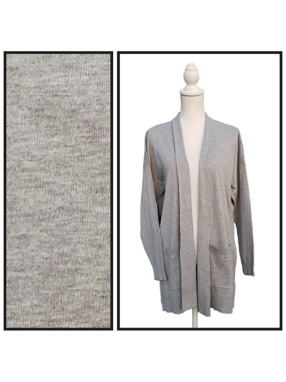 Chaps Gray Open Front Cardigan Size L NWT